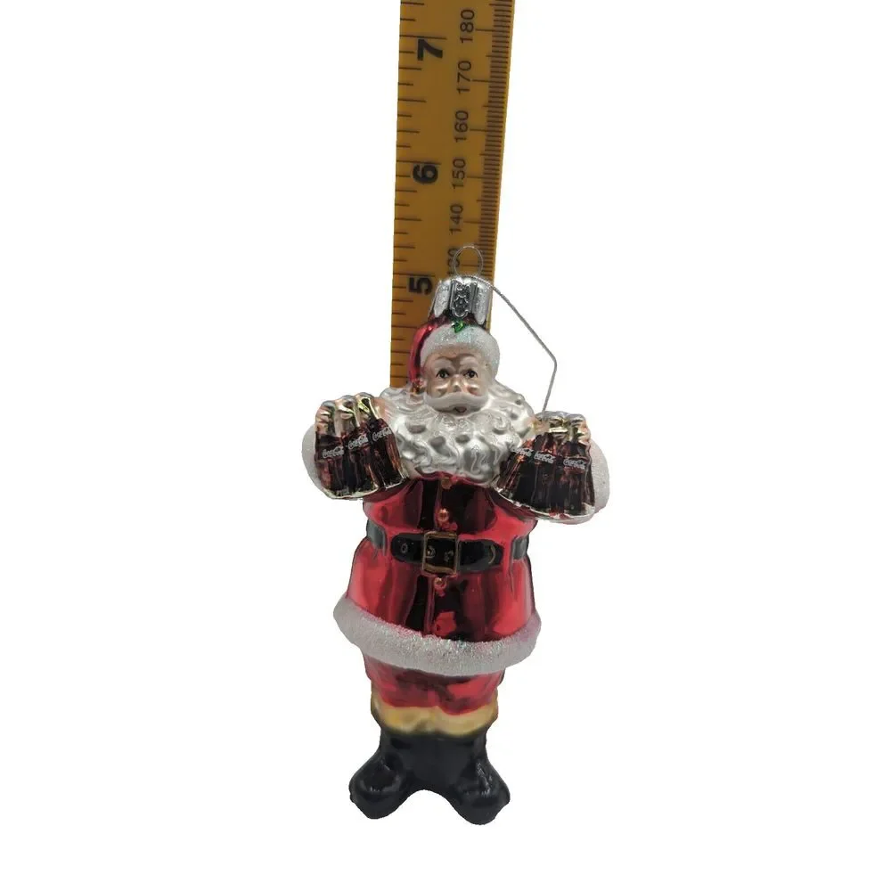 Coca-Cola‎ Kurt Adler Glass Santa Holding 6-Packs Holiday Christmas Ornament
